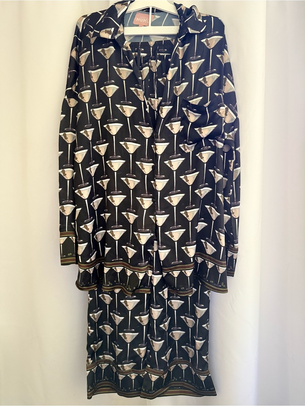 Show Me Your MuMu Black Martini Glass Print Pajama Set